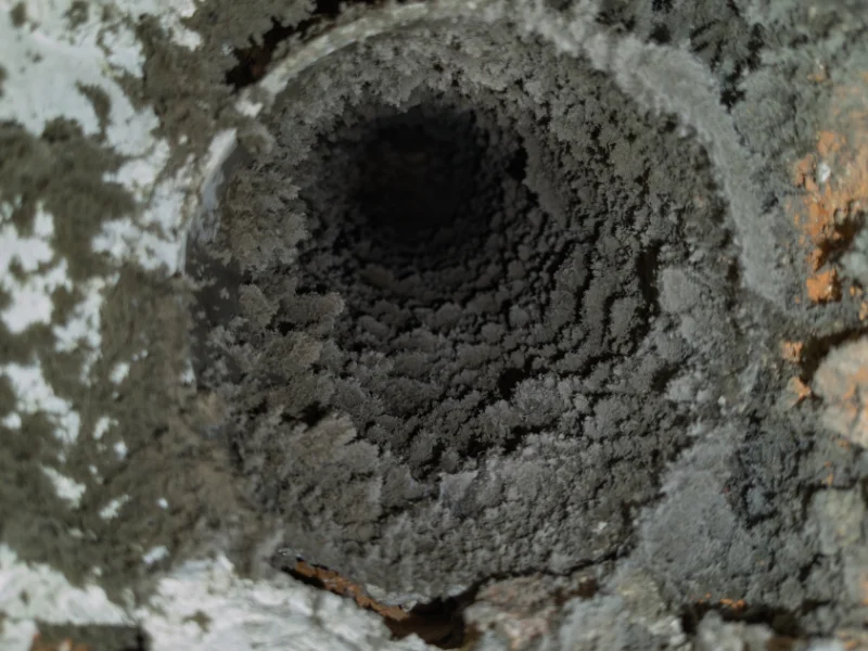 Extreme closeup inside a dirty air duct. professional air duct cleaning services